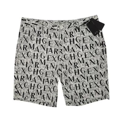 Armani Exchange Bermuda Men's White & Black Cotton Blend Short Size 36 - Image 1 of 4