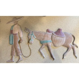 Vintage Sexton Southwestern Metal Art Man With Burro Donkey Wall Hanging - Picture 1 of 6