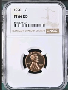 1950 Proof Lincoln Wheat Cent 1C NGC PF66 RD Bx 6 - Picture 1 of 2