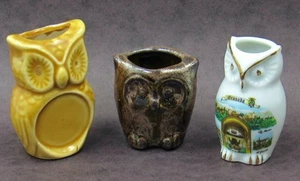 Vintage Owl Figurine Toothpick Match Holder Trinkets Granada Souvenir Lot of 3 - Picture 1 of 16