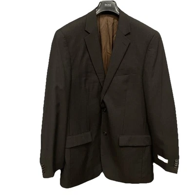 Мужской блейзер Michael Kors Macys Store темно-коричневый в полоску с двумя низами размер 42L - Изображение 1 из 4