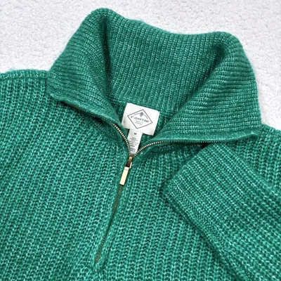 Suéter masculino St John’s Bay verde 1/4 com zíper com nervuras malha M X'Mas feriados MSRP $44 - Imagem 1 de 4