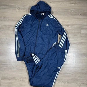 Adidas Trainingsanzug Set Herren 2XL dunkelblau Kapuze Jacke Hose Sportswear Mech - Bild 1 von 9
