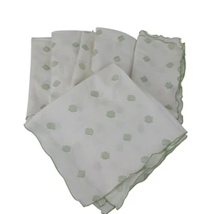 Juego de 6 servilletas bordadas de lino verde menta blanca - Imagen 1 de 6