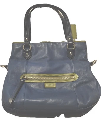 Vintage Bag # E1380 - F23911 Peacock Blue w Green Accents Crossbody Strap Adj. - Image 1 of 4