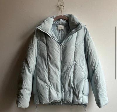 Vince Puffer Women's Jacket  Pale Glacier Blue Hooded Down Zip Padded - Image 1 of 4