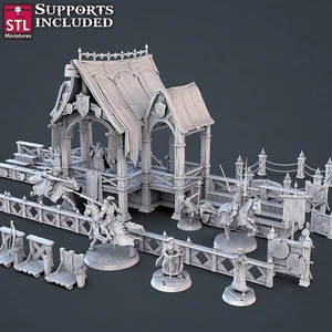 3D Printed STL Miniatures Jousting Set 28mm - 32mm War Gaming D&D - Picture 1 of 29