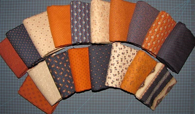 Indigo & Cheddar Fabric Judie Rothermel 18 Fat Quarters Floral Geo Marcus Cotton - Image 1 of 3