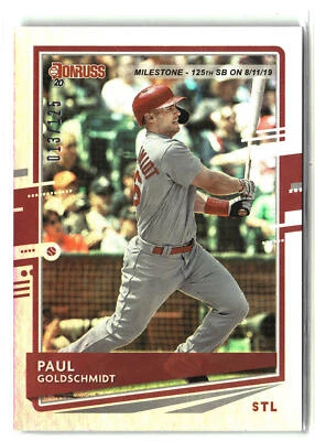 Paul Goldschmidt 2020 Donruss 127b Milestone Stat Line #/125 St. Louis Cardinals - Image 1 of 2