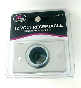 RV 12 Volt Small Power Receptacle/Recept, Chrome Plated