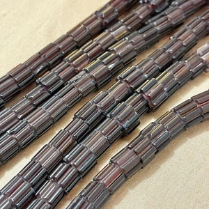 Dark Burghundy Black Licorice Cane Glass Bead Lot of 3 - 17" Strands, 8-10mm - Picture 1 of 7