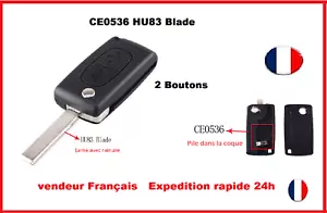 Coque Clé Plip compatible Peugeot 107 207 307 308 407 2 bouton CE0536 lame HU83 - Imagen 1 de 4