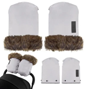 MoMi MUFF Handmuff Handwärmer für Kinderwagen Buggy Plüsch - Wasserdicht - Grau - Bild 1 von 7