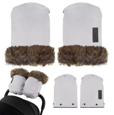 MoMi MUFF Handmuff Handwärmer für Kinderwagen Buggy Plüsch - Wasserdicht - Grau - Bild 1 von 4