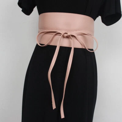 Faux Leather Belt Corset Obi Women Vintage Japanese Waistband Bow Wide PU Retro - Image 1 of 4