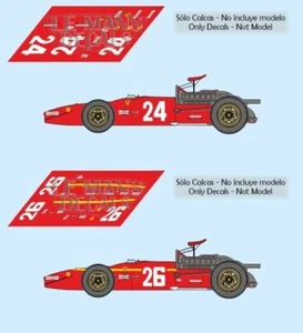 Decals Ferrari 312 F1 French GP 1968 1:32 1:24 1:43 1:18 Amon Ickx calcas - Picture 1 of 3
