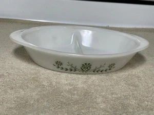 RARO VETRO BIANCO LATTE VINTAGE JEANNETTE GLASBAKE JEG15 12" OVALE DIVISO PANETTIERE - Foto 1 di 1