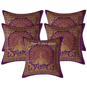 Brocade Jacquard Cushion Cover Peacock Bohemian Pillow Cases For Home Decor - Picture 1 of 6