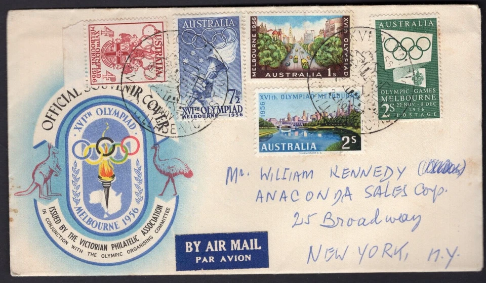 Australia Melbourne 1956 Juegos Olímpicos + Cubierta Publicitaria Villa Olímpica Cancelar Foto 1 de 1