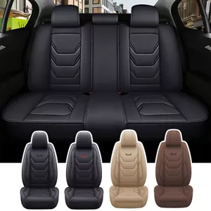 Full Set Front Rear Faux Leather Car Seat Covers Protectors Universal Washable - Picture 1 of 20