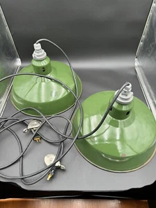 Green Porcelain Metal Light Shade 16.5” W/HD Electric Cord 10’ W/Roller - Picture 1 of 9