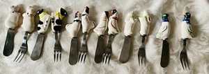 Vintage Ceramic Spreaders Cocktail Forks Farm Animals Stainless Steel Taiwan*** - Picture 1 of 15