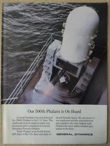 7/1987 PUB GENERAL DYNAMICS 500TH PHALANX GUN SYSTEM US NAVY ORIGINAL AD - Picture 1 of 1