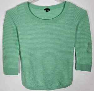 Camisa acanalada verde talla XS Talbots para mujer manga 3/4 escote clásico - Imagen 1 de 3