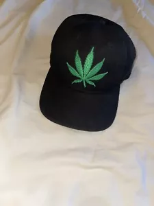 BLACK by PIT BULL GREEN WEED LEAVES (front) solid hat/cap GREEN on the back - Picture 1 of 8