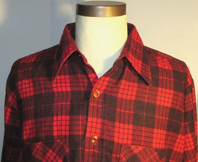 CAMISA DE COLECCIÓN A CUADROS WRANGLER MANGA LARGA BOTÓN DELANTERO! ¡2 bolsillos en el pecho! USA! XL Foto 1 de 4