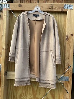 Jaqueta casaco aberto Andrew Marc New York bege camelo camurça - Imagem 1 de 4