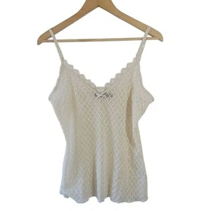 Vintage limitiertes elfenbeinfarbenes besticktes Spitzen-Tanktop Gr. L Y2K Fee Grunge Whimsigoth - Bild 1 von 11