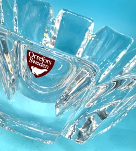 Orrefors Suecia Lars Hellsten Firmado ~ Cristal Corona 7 1/2" Cuenco De Colección - Imagen 1 de 4