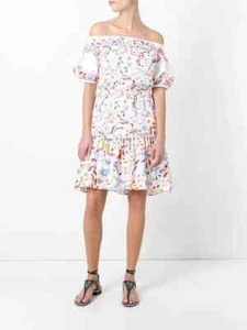 Peter Pilotto Floral Off-the-shoulder Cotton-blend Dress White Multi 8 - Picture 1 of 20