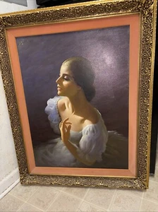 Beautiful signed framed oil on Canvas of a woman - Picture 1 of 9