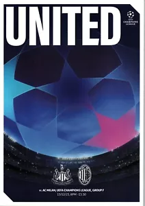 Newcastle United v A.C Milan 2023-24 Champions League Match Programme - Picture 1 of 1