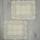 Handmade Crochet Cotton Lace Table Placemats Set of 2 Beige