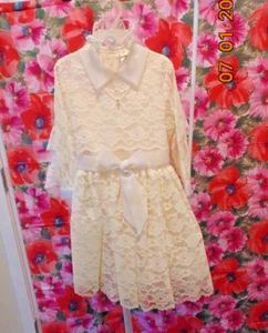 VTG A Hollywood Creation Union Tag Communion Lace Dress W/Veil Headpiece -Size 7 - Picture 1 of 12