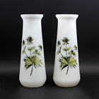 9135014-d Glas Paar Milchglas-Vasen "Distel" handbemalt