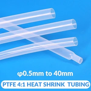 Clear PTFE 4:1 Heat Shrink Tubing 260°C HIGH TEMP Tube Preservative Sleeving - Picture 1 of 8
