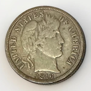 1916 P Barber Silver Dime BRILLIANT COIN EXCELLENT CONDITION GEM 90% SILVER - Picture 1 of 2