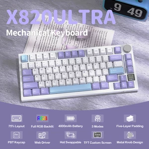 ATTACK SHARK X820 Ultra 75% Wireless Gaming Mechanical Keyboard Hot-Swappable - Picture 1 of 16