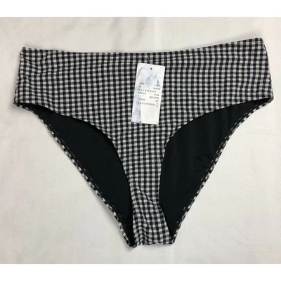 Parte inferior de bikini para mujer 12 negro a cuadros guinga cintura alta calzoncillo baño almacén nuevo Foto 1 de 4