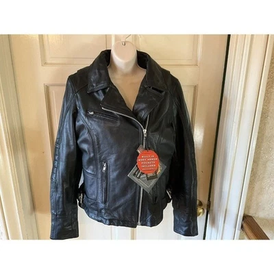 NUEVO CON ETIQUETAS Renegade Clásico Negro Cuero Moto Chaqueta Talla L Venta al por menor $260 Foto 1 de 4