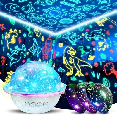 "Lampara de noche para niños estrellas planetas dormir juguetes projector luces - Image 1 of 4