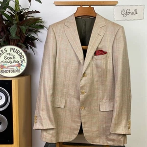 Chaqueta Abrigo Deportivo Francés Italiano Cifonelli (42R) Cachemira, Seda y Lino Tweed - Imagen 1 de 15