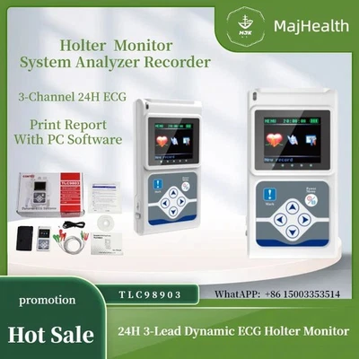 3-Channel ECG Holter Monitor - Portable EKG Recorder for Heart Monitoring - Image 1 of 4