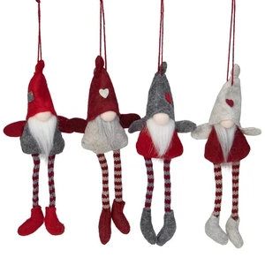 Northlight Juego de 4 Adornos Navideños Gnomo Peluche Rojo y Gris 8" - Imagen 1 de 5
