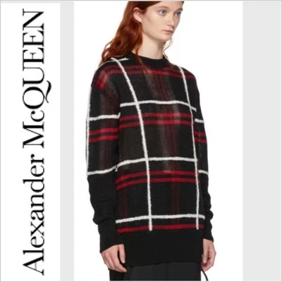 Suéter Pullover Alexander McQueen Negro Parcheado Tejido Manga Larga $450 S Foto 1 de 4