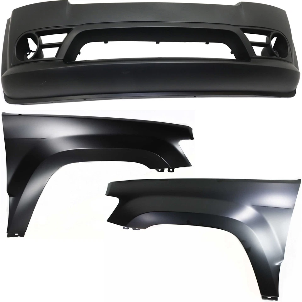 Bumper Cover Kit For 2006-2008 Jeep Grand Cherokee SRT-8 Model Front 3Pc Foto 1 de 4